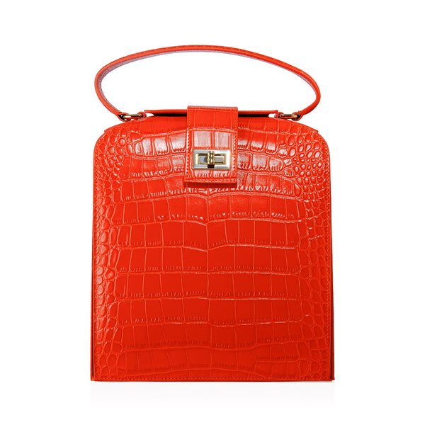 JEMMA IN ORANGE CROC-EMBOSSED LEATHER