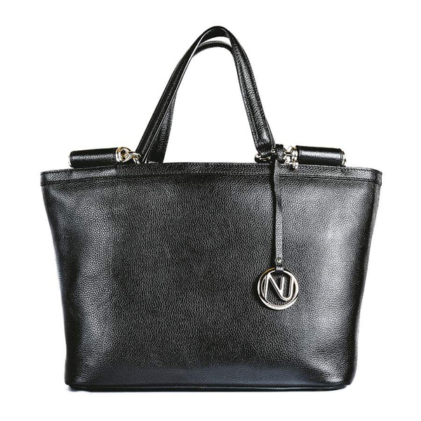 Aaliyah Tote Handbag in Black Pebble Leather