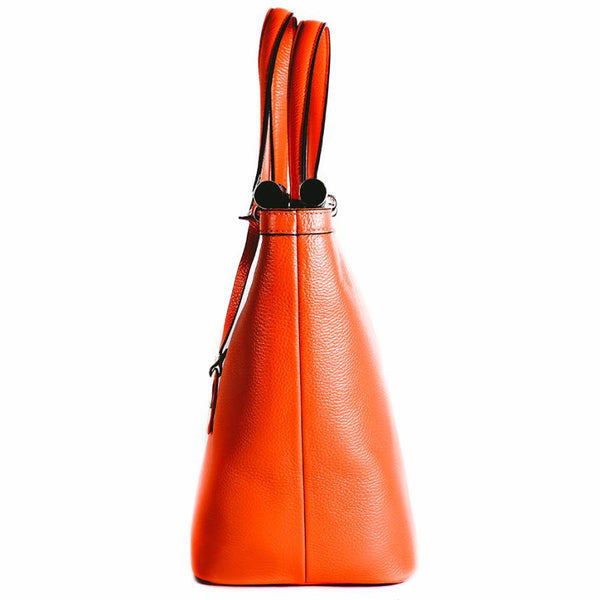 Aaliyah Tote Handbag in Orange Pebble Leather – Nuciano Handbags