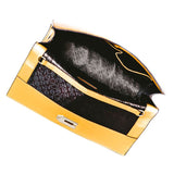 Adrienne Clutch Handbag in Mustard Ripple Grain Leather