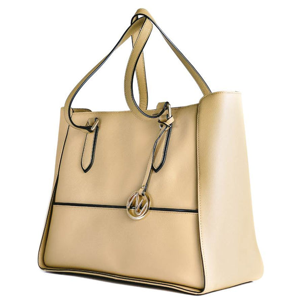 Gabby Tote in Beige Saffiano Leather