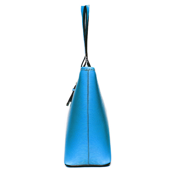 ANGELIQUE TOTE IN BLUE RIPPLE GRAIN LEATHER – Nuciano Handbags