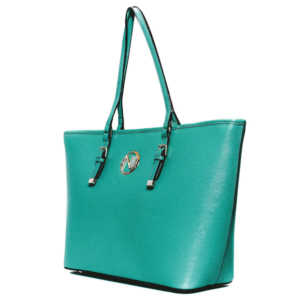 ANGELIQUE TOTE IN GREEN RIPPLE GRAIN LEATHER