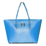 ANGELIQUE TOTE IN BLUE RIPPLE GRAIN LEATHER