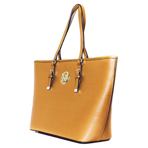 ANGELIQUE TOTE IN MUSTARD RIPPLE GRAIN LEATHER