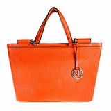 Aaliyah Tote Handbag in Orange Pebble Leather