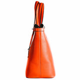 Aaliyah Tote Handbag in Orange Pebble Leather