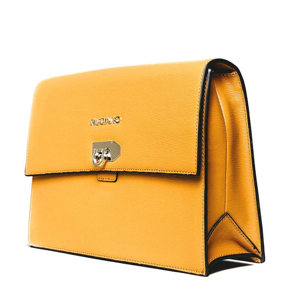Adrienne Clutch Handbag in Mustard Ripple Grain Leather