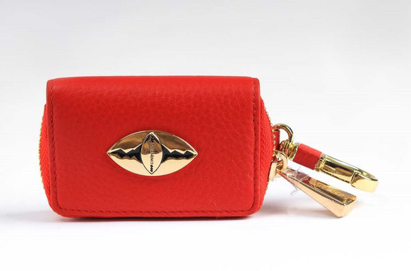 Key Holder in Pebble Leather - Red