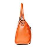 Madison Satchel Handbag in Orange Pebble Leather