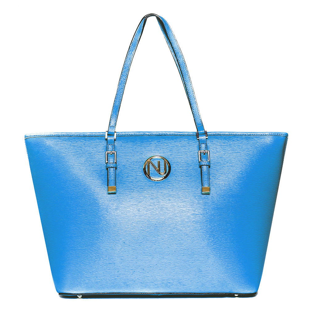ANGELIQUE TOTE IN BLUE RIPPLE GRAIN LEATHER – Nuciano Handbags