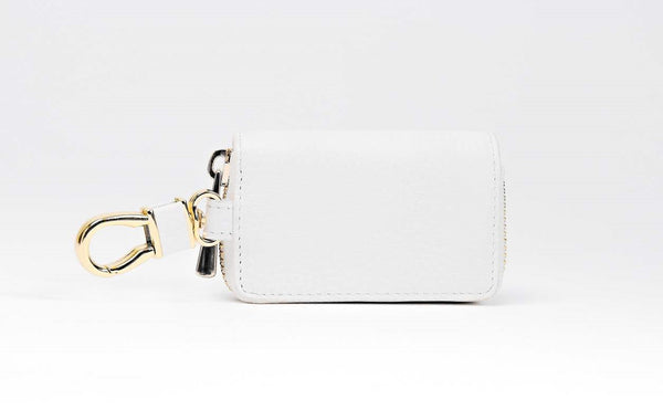 Key Holder in Pebble Leather - White